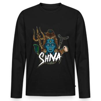 Deity Hinduism Shiva gift - Men's Premium Organic Long Sleeve Shirt - black - Front - Nico (187cm)