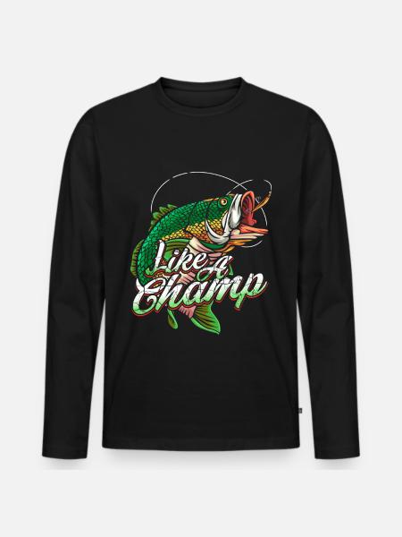 fishing rod - Men's Premium Organic Long Sleeve Shirt - black