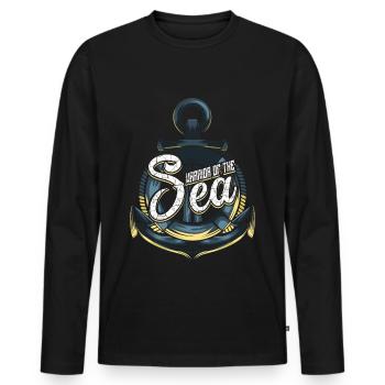 Cadeau de marin marin - T-shirt manches longues Premium bio Homme - noir - Devant - Nico (187cm)