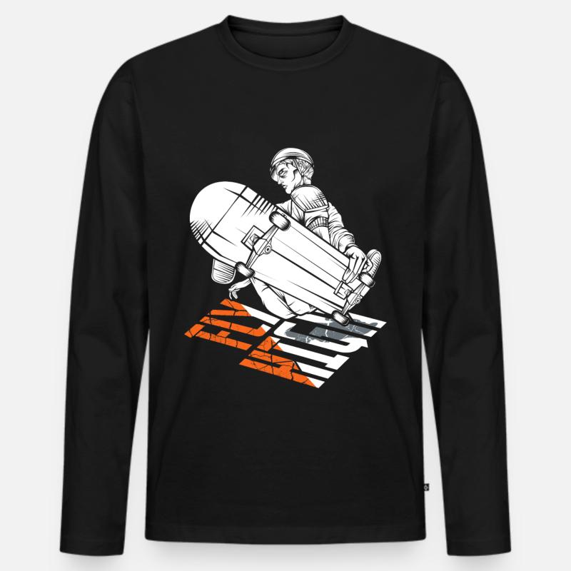 Comic Skate - Männer Premium Bio Langarmshirt - Schwarz