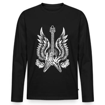Guitare électrique avec guitariste de piano à queue - T-shirt manches longues Premium bio Homme - noir - Devant - Nico (187cm)