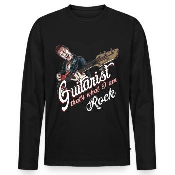 Rockabilly guitarist - Men's Premium Organic Long Sleeve Shirt - black - Front - Nico (187cm)