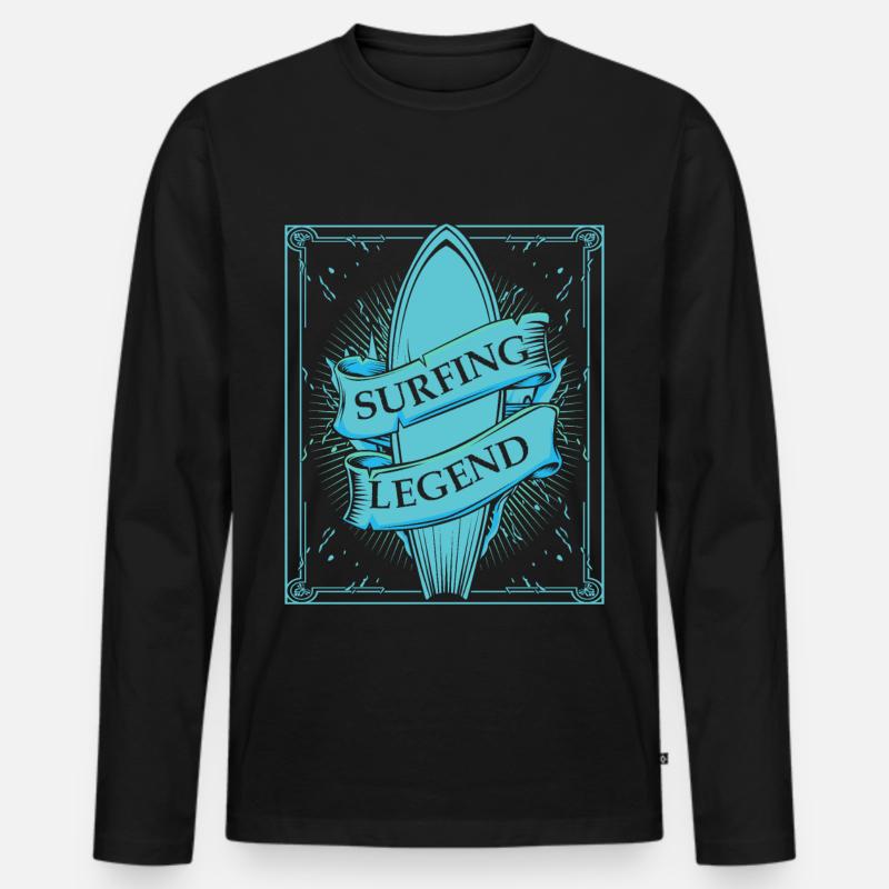 Surfing Legend - Männer Premium Bio Langarmshirt - Schwarz