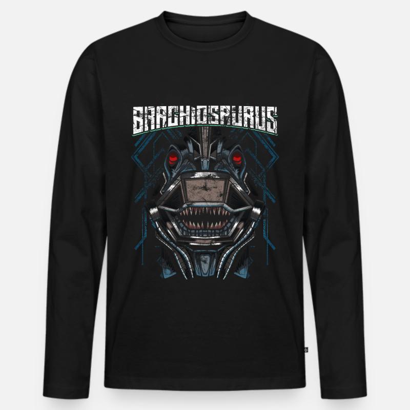 Roboter Dino - Männer Premium Bio Langarmshirt - Schwarz