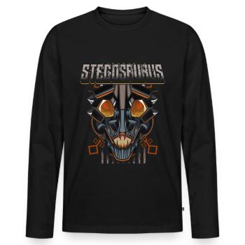Cyborg Stegosaurus Dinosaure Scifi - T-shirt manches longues Premium bio Homme - noir - Devant - Nico (187cm)