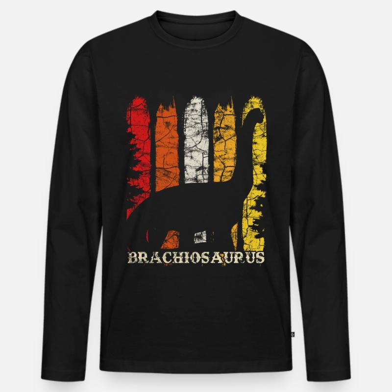 Brachiosaurus Dinosaurier - Männer Premium Bio Langarmshirt - Schwarz