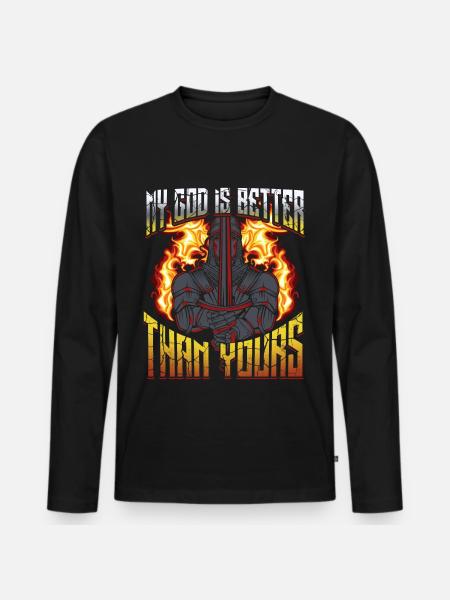 Crusader God - Men's Premium Organic Long Sleeve Shirt - black