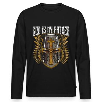 Crusader knight helmet Knight's Order - Men's Premium Organic Long Sleeve Shirt - black - Front - Nico (187cm)