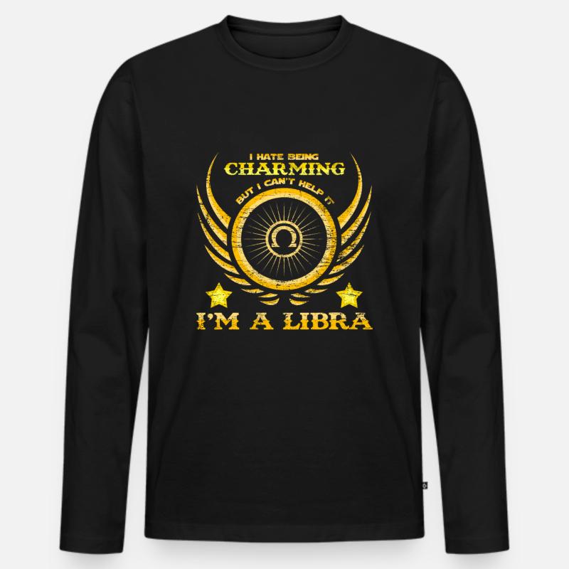 Sternzeichen Sprüche Waage Libra - Männer Premium Bio Langarmshirt - Schwarz