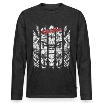 Boar Modern Trendy Warthog - Men's Premium Organic Long Sleeve Shirt - heather anthracite - Front - Nico (187cm)