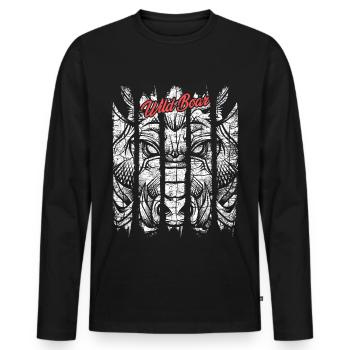 Boar Modern Trendy Warthog - Men's Premium Organic Long Sleeve Shirt - black - Front - Nico (187cm)