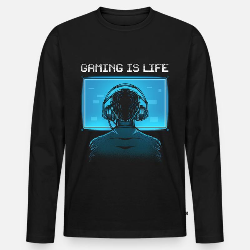 Gaming is Life - Männer Premium Bio Langarmshirt - Schwarz