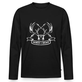 chasseur - T-shirt manches longues Premium bio Homme - noir - Devant - Nico (187cm)