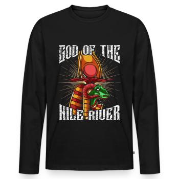 Dieu de Nils Khnum Ancient Egyptian Mytisch Deity - T-shirt manches longues Premium bio Homme - noir - Devant - Nico (187cm)