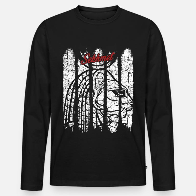 Vintage Retro Sachmet Silhouette Geschenk Gottheit - Männer Premium Bio Langarmshirt - Schwarz