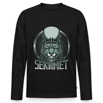 Goddess of war Sachmet Egyptian Egypt god - Men's Premium Organic Long Sleeve Shirt - black - Front - Nico (187cm)