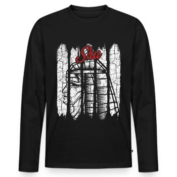 Divinité cadeau vintage rétro silhouette shu - T-shirt manches longues Premium bio Homme - noir - Devant - Nico (187cm)