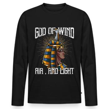 Dieu de l'air shu antiques égyptien divinité - T-shirt manches longues Premium bio Homme - noir - Devant - Nico (187cm)