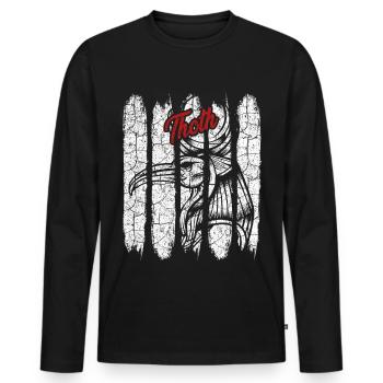 Vintage Retro Thoth Silhouette Gift Deity - Men's Premium Organic Long Sleeve Shirt - black - Front - Nico (187cm)