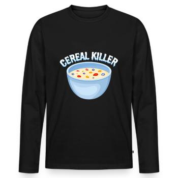 Muesli Wortwitz - Men's Premium Organic Long Sleeve Shirt - black - Front - Nico (187cm)