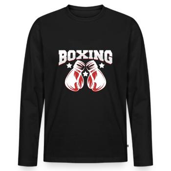 Boxhandschuhe - Männer Premium Bio Langarmshirt - Schwarz - Vorne - Nico (187cm)