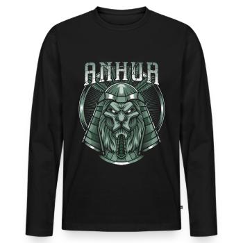 Gott des Krieges Anhur - Männer Premium Bio Langarmshirt - Schwarz - Vorne - Nico (187cm)