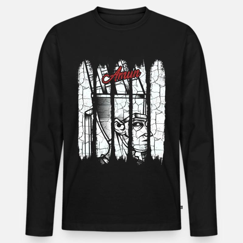 Gott Amun - Männer Premium Bio Langarmshirt - Schwarz