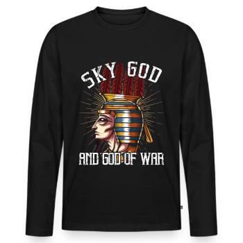 Dieu égyptien du paradis Anhur - T-shirt manches longues Premium bio Homme - noir - Devant - Nico (187cm)