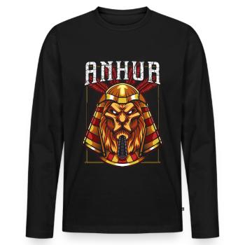 Anhur mythologie dieu divinité lion égyptien - T-shirt manches longues Premium bio Homme - noir - Devant - Nico (187cm)