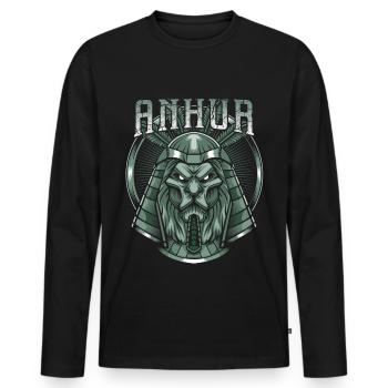 Gott des Krieges Anhur Ägyptisch Ägypten Gottheit - Männer Premium Bio Langarmshirt - Schwarz - Vorne - Nico (187cm)