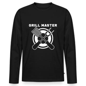 Grillmeister Grillen Grillzange Grillsaison BBQ - Männer Premium Bio Langarmshirt - Schwarz - Vorne - Nico (187cm)