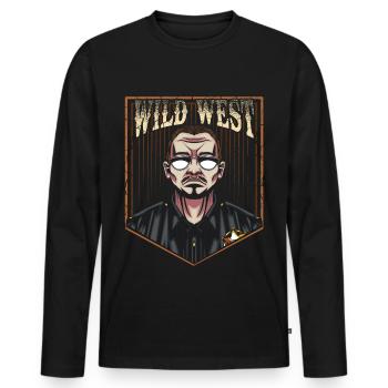 Wild West Sheriff Combattant de droit occidental Vintage - T-shirt manches longues Premium bio Homme - noir - Devant - Nico (187cm)