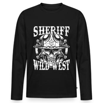 Wild West Sheriff Skull Cowboy Western - T-shirt manches longues Premium bio Homme - noir - Devant - Nico (187cm)