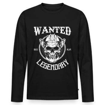 Bandit de crâne de cow-boy Wild West - T-shirt manches longues Premium bio Homme - noir - Devant - Nico (187cm)
