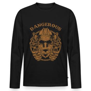 cow-boy - T-shirt manches longues Premium bio Homme - noir - Devant - Nico (187cm)