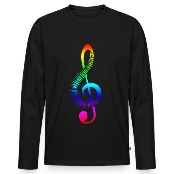 Notenschlüssel Regenbogen - Männer Premium Bio Langarmshirt - Schwarz - Vorne - Nico (187cm)