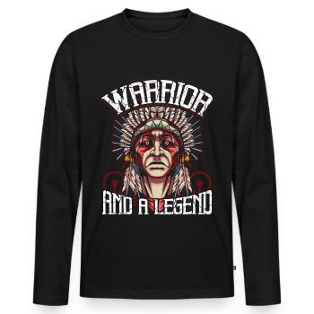 Indian chief - Men's Premium Organic Long Sleeve Shirt - black - Front - Nico (187cm)