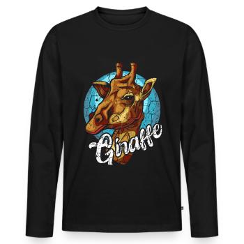 Girafe de steppe animal sauvage girafe - T-shirt manches longues Premium bio Homme - noir - Devant - Nico (187cm)