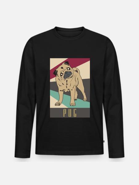 Mops - Männer Premium Bio Langarmshirt - Schwarz