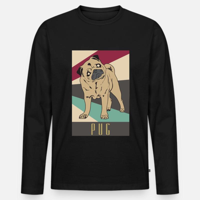 Mops - Männer Premium Bio Langarmshirt - Schwarz