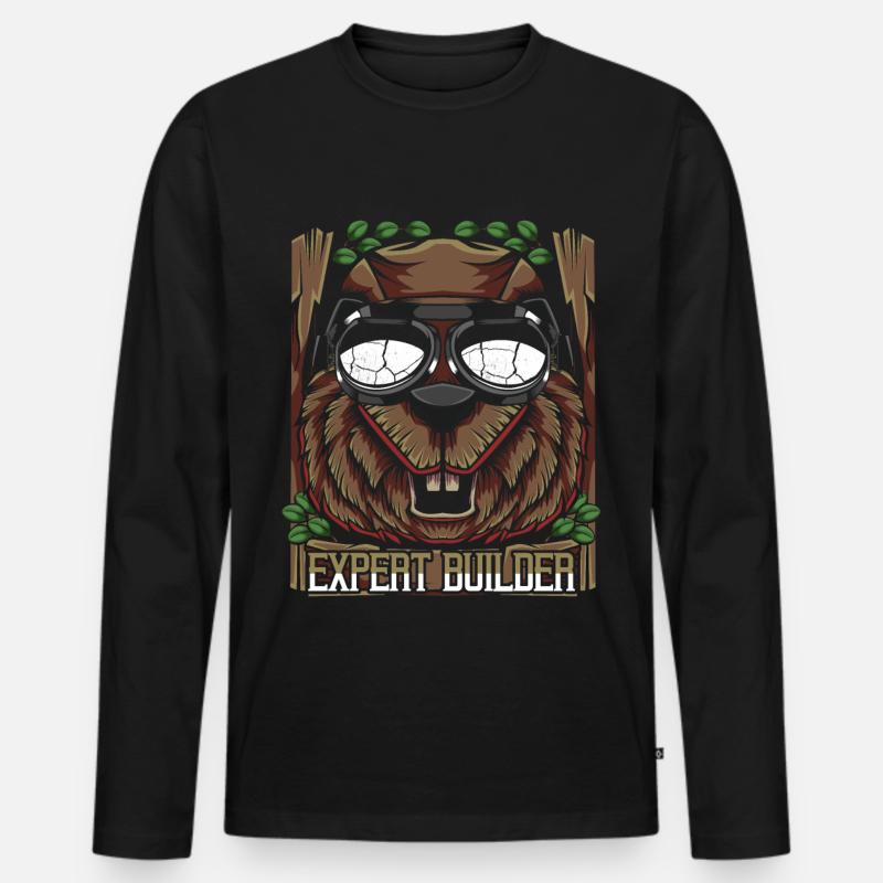 Trendy Biber - Männer Premium Bio Langarmshirt - Schwarz