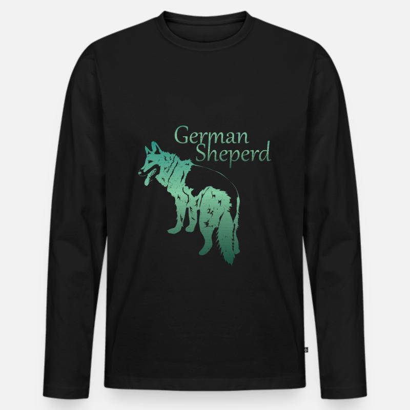 Schäferhund Silhouette - Männer Premium Bio Langarmshirt - Schwarz