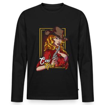 Cow Girl - Männer Premium Bio Langarmshirt - Schwarz - Vorne - Nico (187cm)