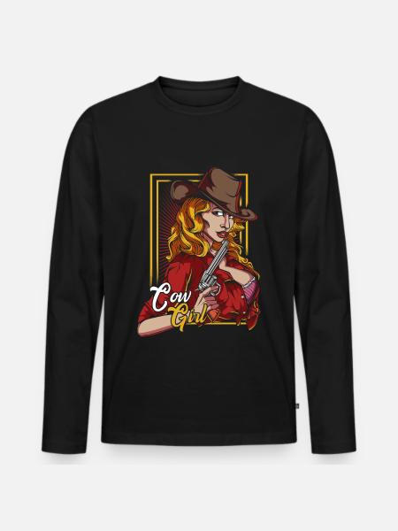 Vache fille - T-shirt manches longues Premium bio Homme - noir