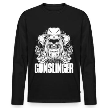 Pistolet vintage - T-shirt manches longues Premium bio Homme - noir - Devant - Nico (187cm)