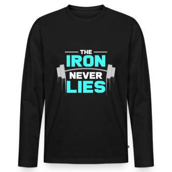 Musculation - T-shirt manches longues Premium bio Homme - noir - Devant - Nico (187cm)