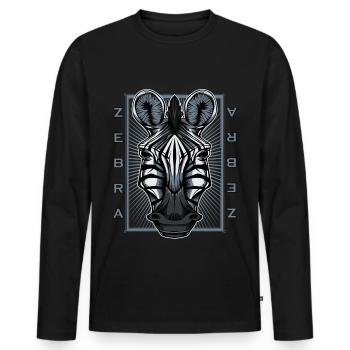 Zebra Zebras Wildtier Wildnis Afrika Safari Tier - Männer Premium Bio Langarmshirt - Schwarz - Vorne - Nico (187cm)