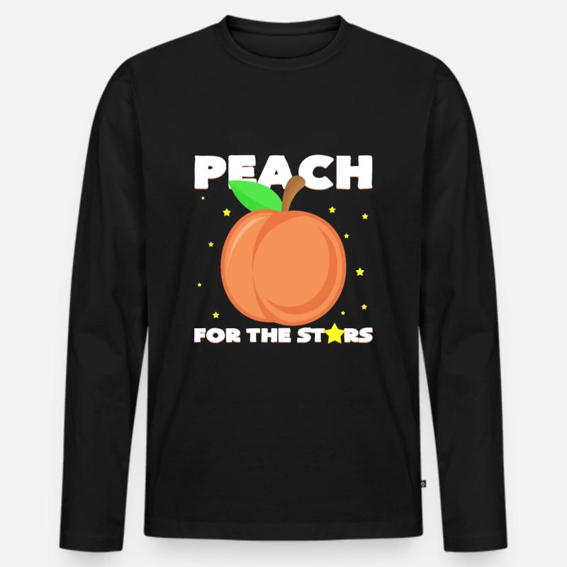 Pfirsich Wortspiel - Männer Premium Bio Langarmshirt - Schwarz