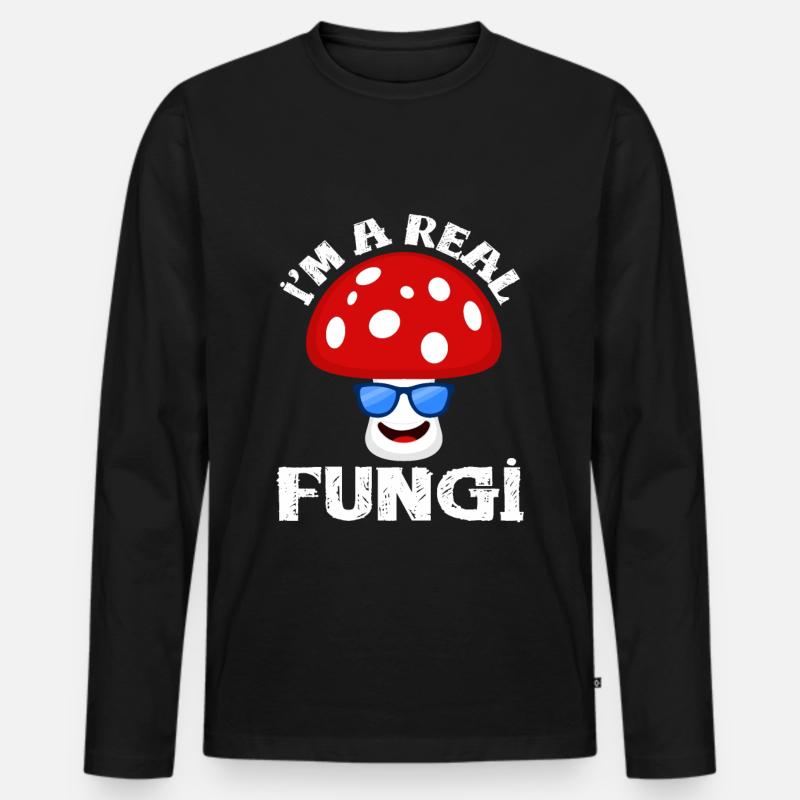 Pilze - Männer Premium Bio Langarmshirt - Schwarz