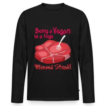 Steak - Männer Premium Bio Langarmshirt - Schwarz - Vorne - Nico (187cm)